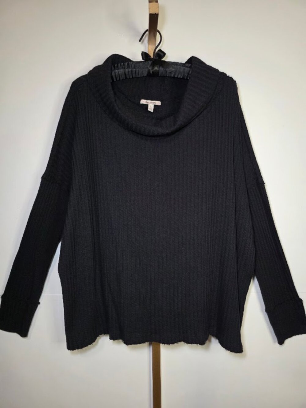 Free People Juicy Open Back Cowl Neck Waffle Knit Top L